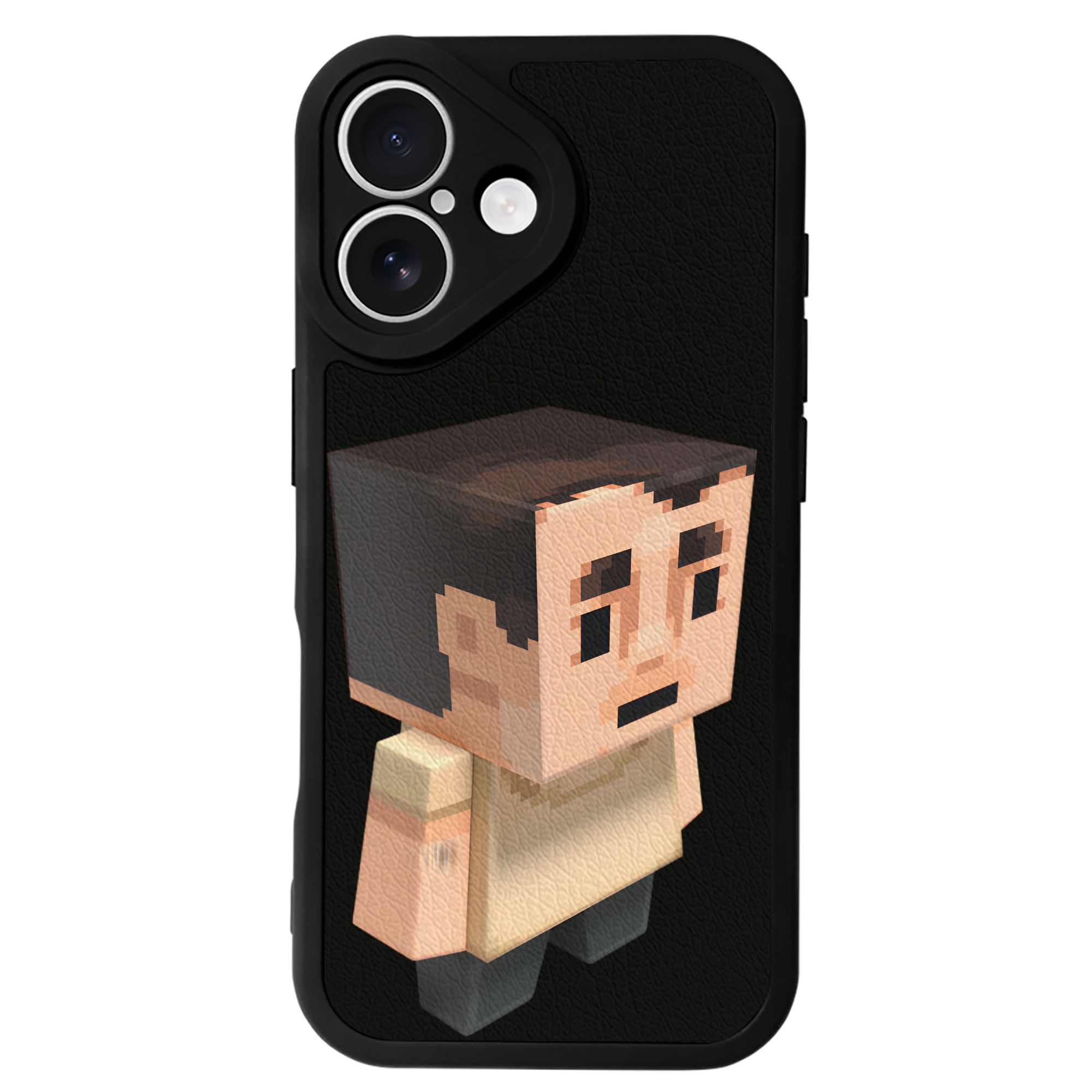 （画像用） マインクラフト ブロックの世界 Minecraft MC Block world 【iPhone 16シリーズ対応】シリコンスマホケース（レザー調） 材質：シリコン